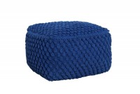 Pouf design tricoté de 55cm coloris bleu en coton