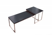 Ensemble de table basse et table d'appoint coloris noir et cuivre
