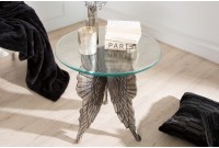 Table d'appoint design Ange avec plateau rond en verre trempé
