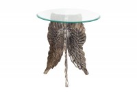 Table d'appoint design Ange avec plateau rond en verre trempé