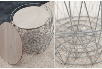 Ensemble de 2 tables d'appoint design cage coloris gris