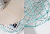 Lot de 2 tables d'appoint design cage coloris verre menthe avec plateau amovible