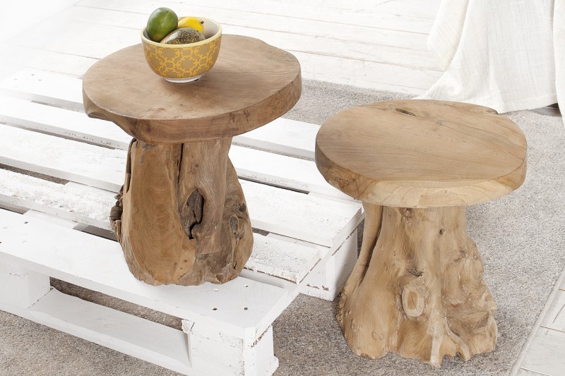 Table d'appoint design naturel de 40cm en bois massif