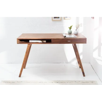 Table de bureau design rétro de 120cm à un tiroir et une niche