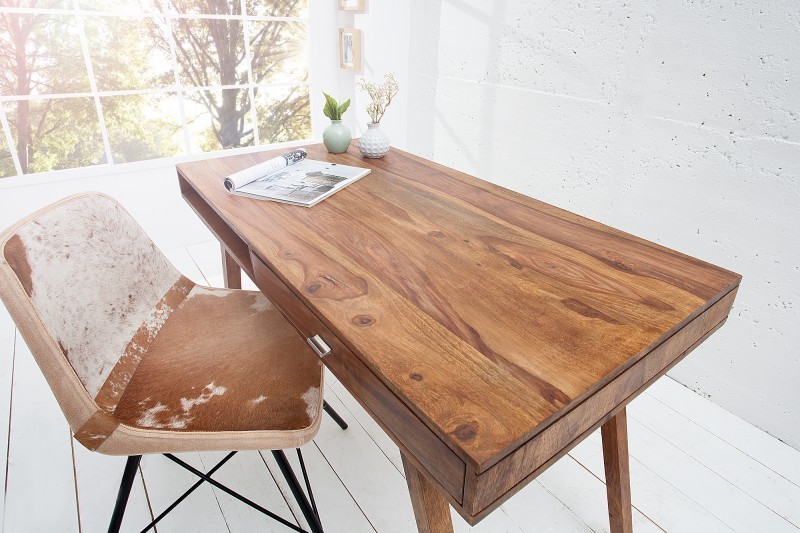 Table de bureau design rétro de 120cm à un tiroir et une niche