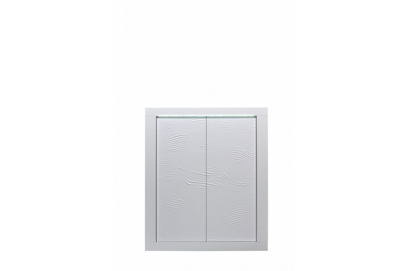 Meuble bar design LED 2 portes blanc laqué