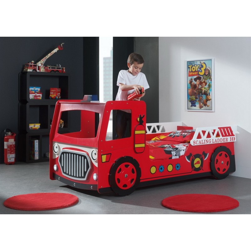 Lit design camion de pompier rouge avec éclairage LED