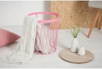 Table d'appoint design cage de couleur rose et chêne