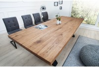Table à manger moderne de 240cm coloris naturel en bois massif et métal