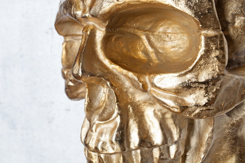 Sculpture murale design crâne humain en aluminium coloris doré