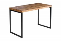 Table de bureau contemporaine de couleur naturelle et noire en bois massif et métal