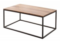 Table de salon contemporaine de 100cm en bois massif et métal coloris naturel et noir