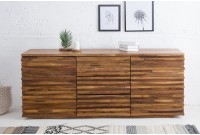 Buffet en Bois Massif RELIEF – 160 cm – Finition Pierre en Sheesham Marron