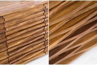 Buffet en Bois Massif RELIEF – 160 cm – Finition Pierre en Sheesham Marron