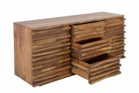 Buffet en Bois Massif RELIEF – 160 cm – Finition Pierre en Sheesham Marron