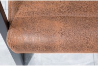 Banc design rembourré coloris brun vintage en mircofibre avec piétement en métal