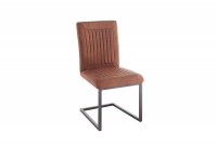 Lot de 4 chaises de salle à manger design coloris brun en microfibre avec piétement en métal