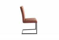 Lot de 4 chaises de salle à manger design coloris brun en microfibre avec piétement en métal