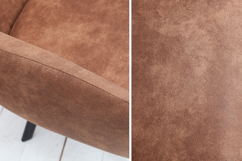 Chaise de salle à manger design vintage de couleur brun en microfibre