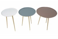 Ensemble de 3 tables d'appoint design scandinave de forme ronde en métal