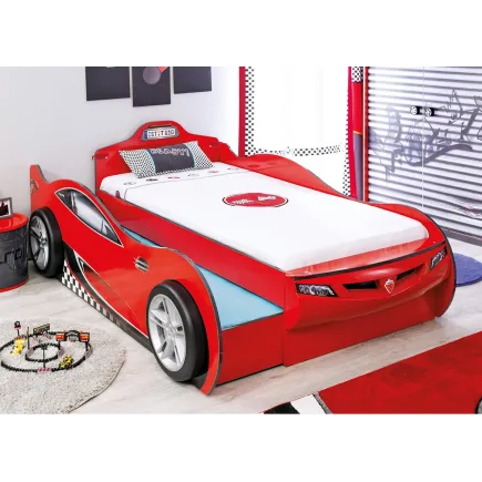 Lit voiture pour enfant coloris rouge laqué
