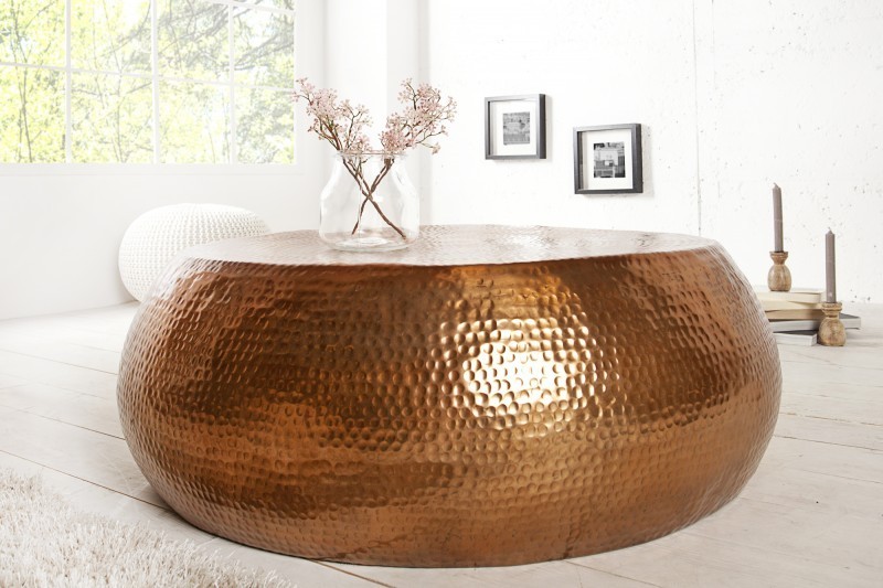 Table basse 80 cm ronde en aluminium coloris cuivre Table basse 80 cm ronde en aluminium coloris cuivre