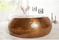 Table basse 80 cm ronde en aluminium coloris cuivre