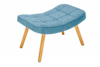 Tabouret design scandinave coloris bleu claire en tissu avec des pieds en bois massif