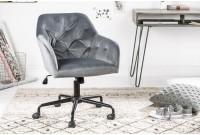 Chaise de bureau velours avec accoudoir gris
