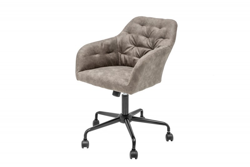 Chaise de bureau en velours coloris  taupe  avec un dossier capitonné