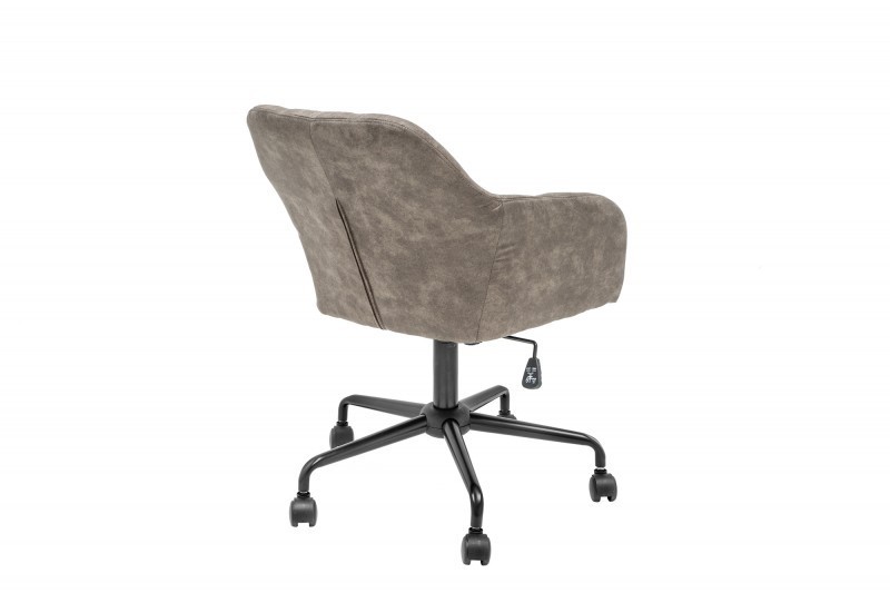 Chaise de bureau en velours coloris  taupe  avec un dossier capitonné