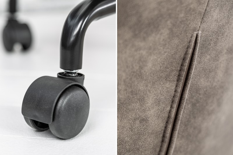 Chaise de bureau en velours coloris  taupe  avec un dossier capitonné