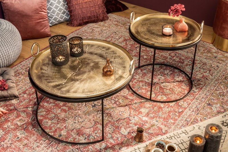 Ensemble de deux table basse dorée