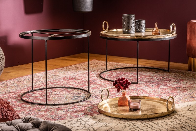 Ensemble de deux table basse dorée
