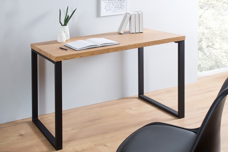 Table de bureau de 120 cm coloris naturel et noir