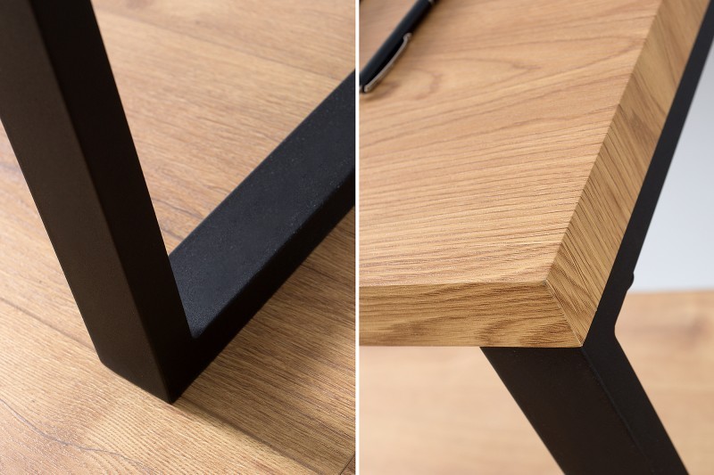 Table de bureau de 120 cm coloris naturel et noir