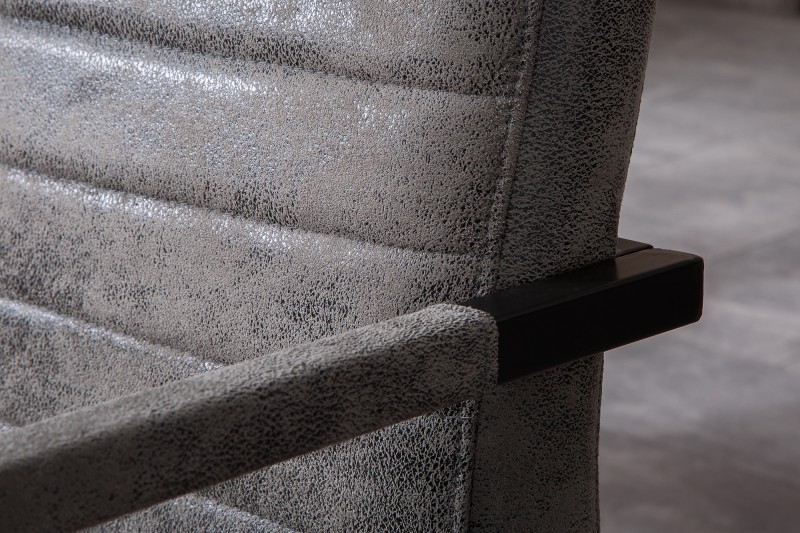 Banc design coloris gris antique en microfibre avec piétement en métal