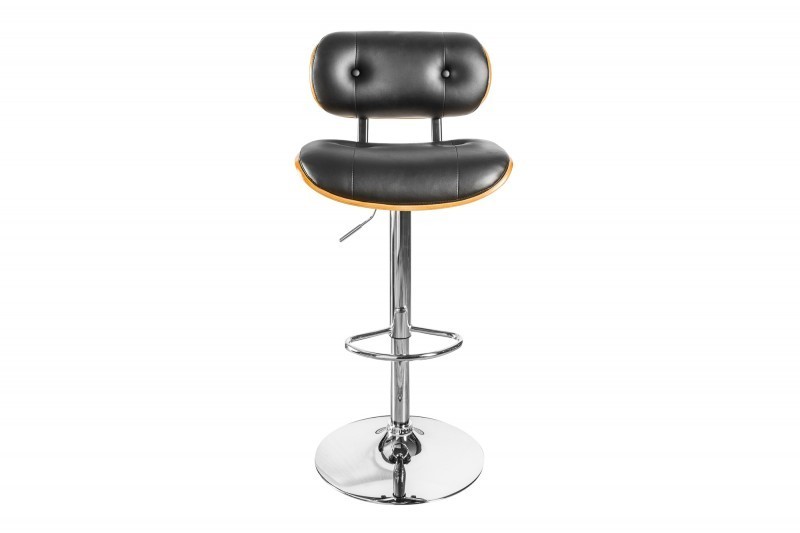Tabouret de bar design rétro de couleur noire avec piétement réglable