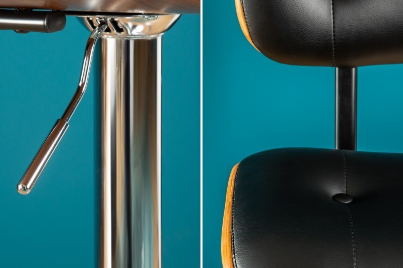 Tabouret de bar design rétro de couleur noire avec piétement réglable