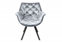 Chaise design scandinave de salle à manger coloris gris en velours avec piétement en métal