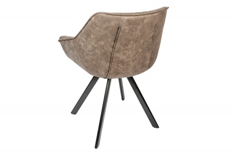 Chaise design scandinave de salle à manger coloris taupe en microfibre avec piétement en métal