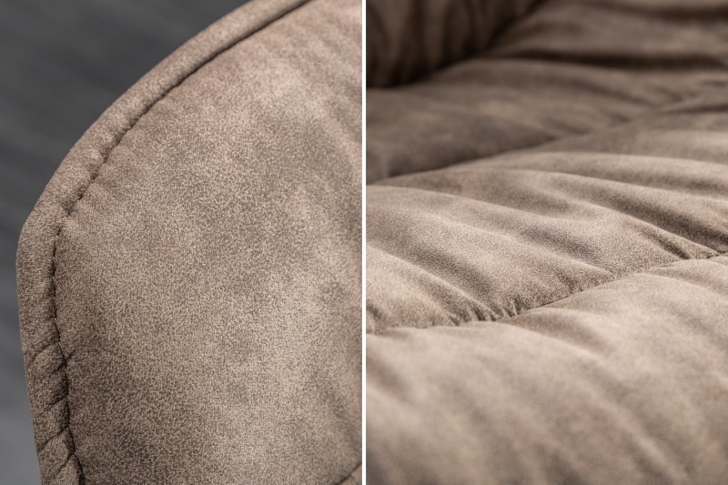 Chaise design scandinave de salle à manger coloris taupe en microfibre avec piétement en métal