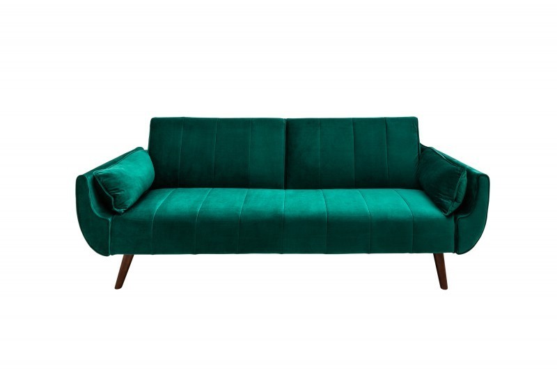 Canapé convertible design scandinave coloris vert en velours Canapé convertible design scandinave coloris vert en velours