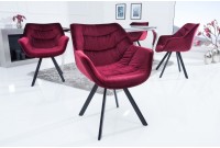 Chaise design scandinave de salle à manger coloris bordeaux en microfibre avec piétement en métal