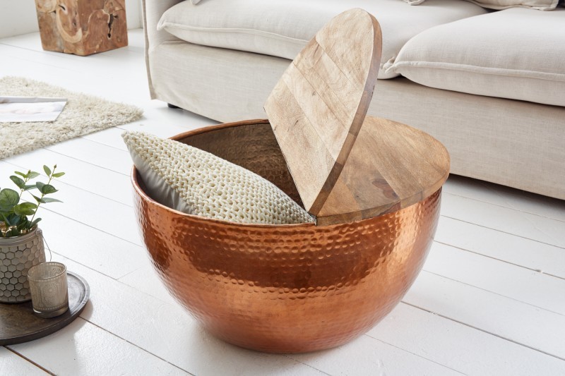 Table basse cuivré avec rangement