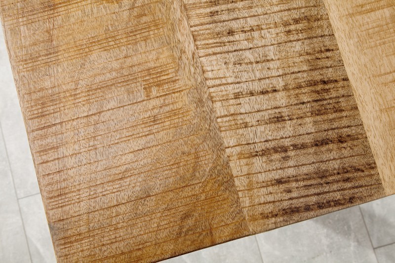 Table à manger 180cm coloris naturel et noir en bois massif et fer