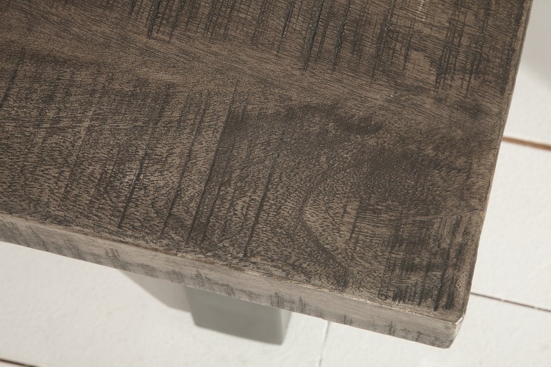 Table basse 100cm coloris gris en bois massif et fer