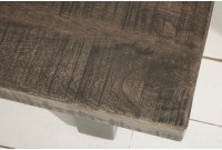 Table basse 100cm coloris gris en bois massif et fer