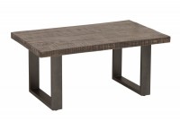 Table basse 100cm coloris gris en bois massif et fer
