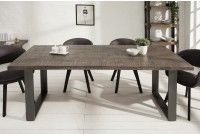 Table à manger 160cm coloris gris en bois massif et fer